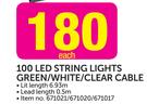 Santa 100 LED String Lights Green/White/Clear Cable-Each