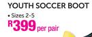 Youth Soccer Boot Sizes 2-5-Per Pair