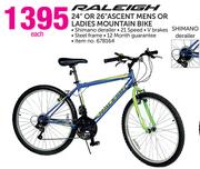 Raleigh 24" Or 26" Ascent Mens Or Ladies Mountain Bike-Each