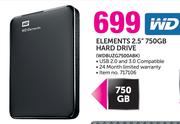 WD Elements 2.5" 750GB Hard Drive(WDBUZG7500ABK)