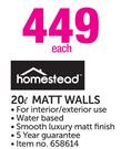 Homestead 20Ltr Matt Walls-Each