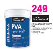 Homestead 20Ltr Fast Hide White PVA-Each