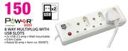 Power 220 6 Way Multiplug With USB Slots