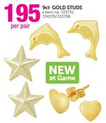 9ct Gold Studs-Per Pair
