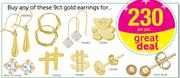 9ct Gold Earrings-Per Pair