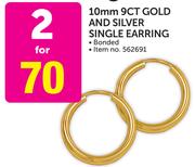 10mm 9ct Gold And Silver Single Earring Bonded-2's