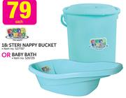 Baby Care 18L Steri Nappy Bucket Or Baby Bath-Each