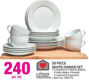 Always Home 20 Piece White Dinner Set-Per Set