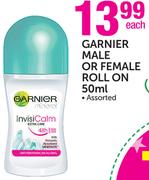 Garnier Male Or Female Roll On Assorted-50ml