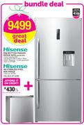 Hisense 458ltr Bottom Freezer Fridge Inox(H610BI WD) + 46ltr Stainless Steel Bar Fridge