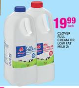 Clover Full Cream Or Low Fat Milk-2ltr Each