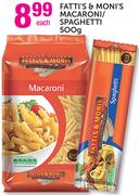 Fatti's & Moni's Macaroni/Spaghetti-500g Each