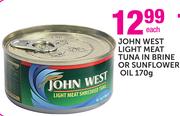 John West Light Meat Tuna In Brine Or Sunflower Oil-170g Each
