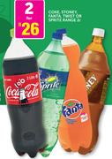 Coke, Stoney, Fanta, Twist Or Sprite Range-2x2Ltr
