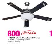 Sunbeam 132cm 1 Light Black Ceiling Fan