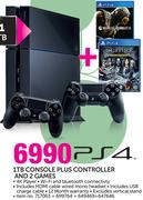 PS4 1TB Console Plus Controller And 2 Games