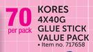 Kores 4x40g Glue Stick Value Pack-Per Pack