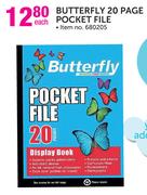 Butterfly 20 Page Pocket File-Each