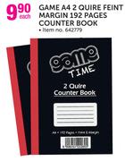 Game A4 2 Quire Feint Margin 192 Pages Counter Book-Each