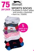 Slazenger Sports Socks-5 Pairs Per Pack