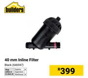 Builders 40mm Inline Filter Black (646947)
