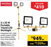 Eurolux 2 x 20W Portable Tripod LED Worklight 660639-Each