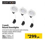 Lightworx 3-Pack Round Downlights 637867, 637874-Per Pack