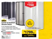 Builders Corner & Quadrant Shower Doors White 885mm x 885mm (725893, 725896)