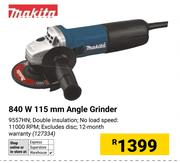 Makita 840W 115mm Angle Grinder 9557HN (127334)