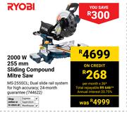 Ryobi 2000W 255mm Sliding Compound Mitre Saw MS-255SCL (744622)