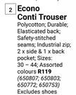Beck Econo Conti Trouser (650807,650803,650772,650753)
