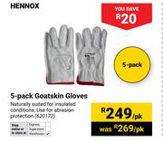 Hennox 5 Pack Goatskin Gloves (620172)-Per Pack