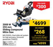 Ryobi 2000W 255mm Sliding Compound Mitre Saw MS-255SCL (744622)