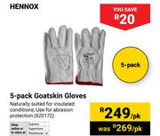 Hennox 5 Pack Goatskin Gloves (620172)-Per Pack