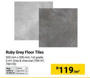 Ruby Grey Floor Tiles 500mm x 500mm (784141, 784139)-Per Sqm