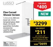 Lusso Floe Curved Shower Screen 1.2m x 2m 850024765