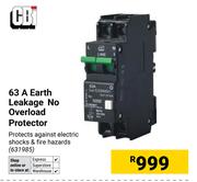 CBI 63A Earth Leakage No Overload Protector 631985