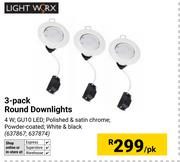 Lightworx 3-Pack Round Downlights 637867, 637874-Per Pack