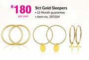 JCSA 9ct Gold Sleepers Each
