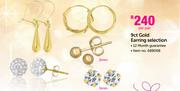 JCSA 9ct Gold Earring Selection-Per Pair
