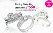 Sterling Silver Ring Sets With CZ Each