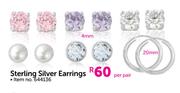 Sterling Silver 4mm & 20mm Earrings-Per Pair