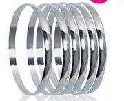 Sterling Silver 6mm D-Shaped Bangles-Each