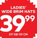 Ladies Wide Brim Hats 57/58/59cm-Each