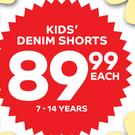 Kids Denim Shorts (7-14 Years)-Each