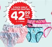 3 Pack Girls Printed Panties (2-7 Years)-Per Pack