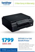 Brother DCPJ105 3 In 1 Benefit Printer