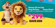 Disney 25cm Lion King Mufasa Or Timon Plush-Each