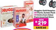Huggies Gold Nappies Or Pants Jumbo Pack Or Extra Care Value Pack Assorted Sizes-Each