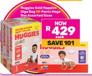 Huggies Gold Nappies Giga Bag Or Pants Mega Box Assorted Sizes-Each